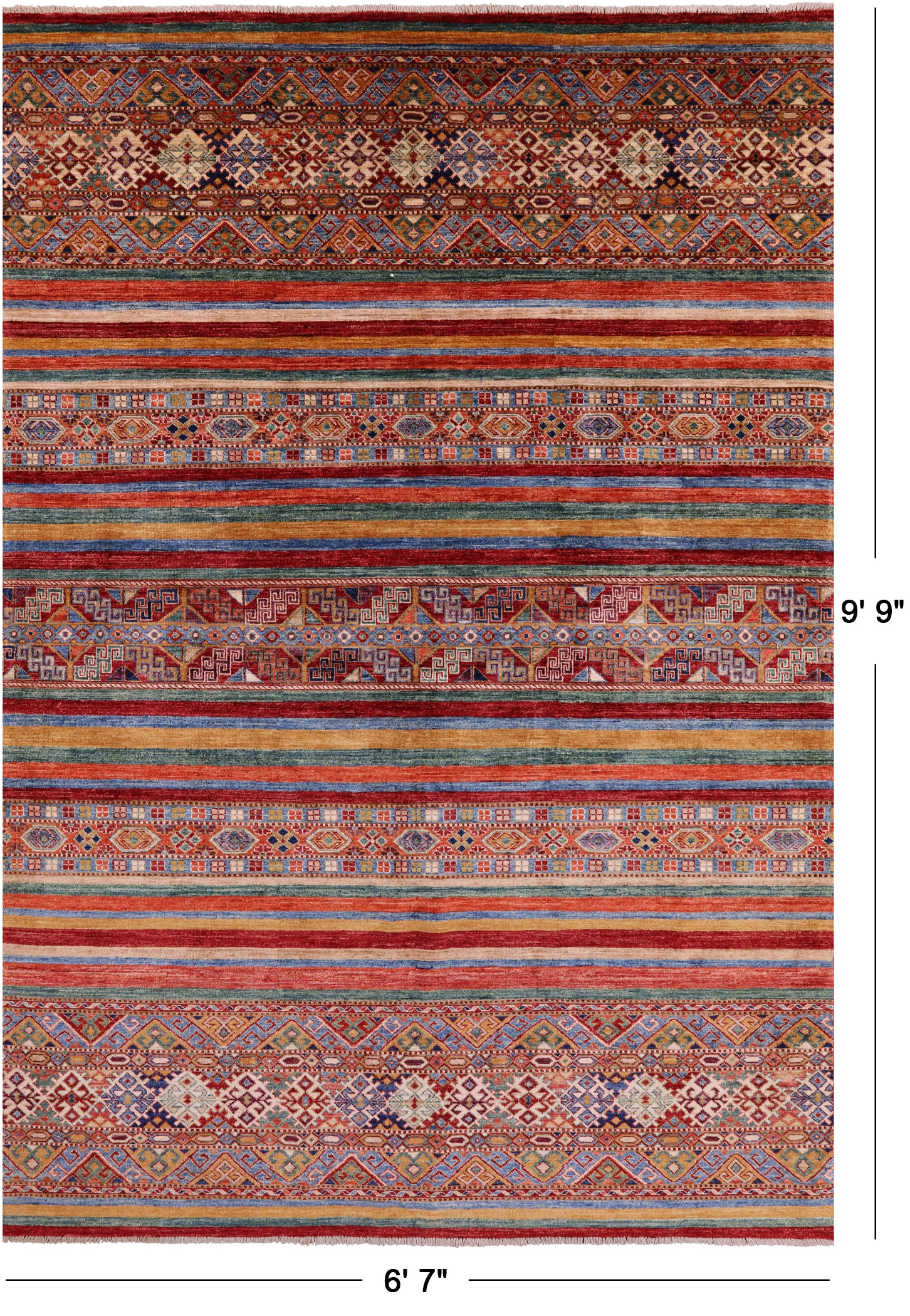 Khorjin Persian Gabbeh Hand Knotted Wool Rug - 6' 7" X 9' 9" - Golden Nile
