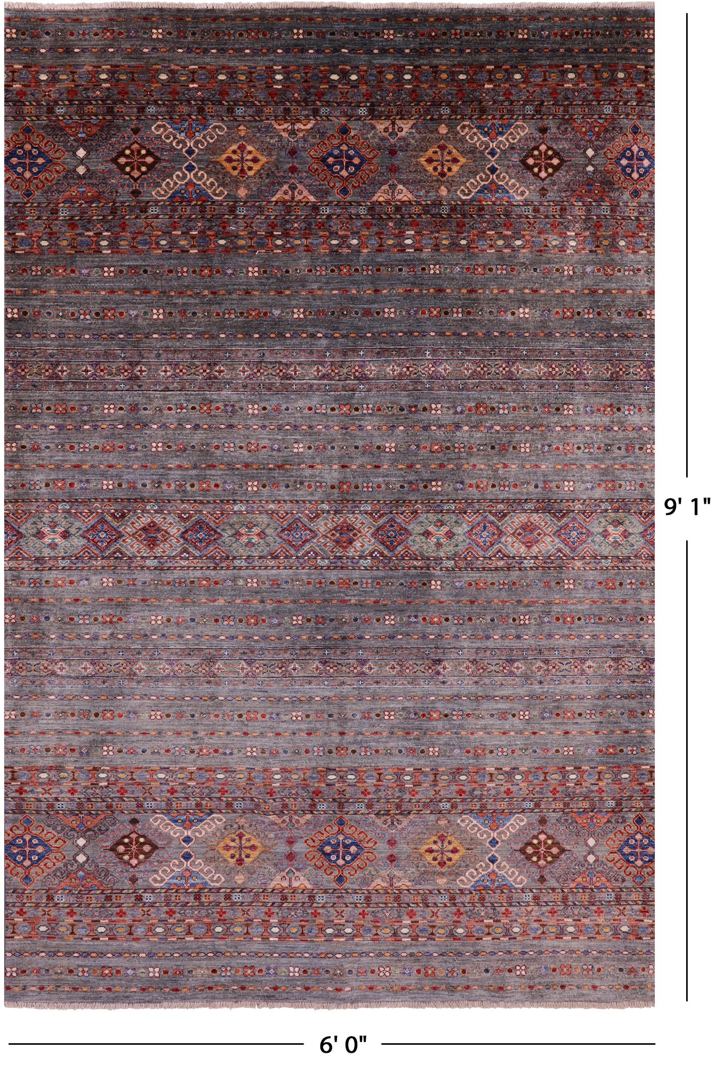 Khorjin Persian Gabbeh Hand Knotted Wool Rug - 6' 0" X 9' 1" - Golden Nile