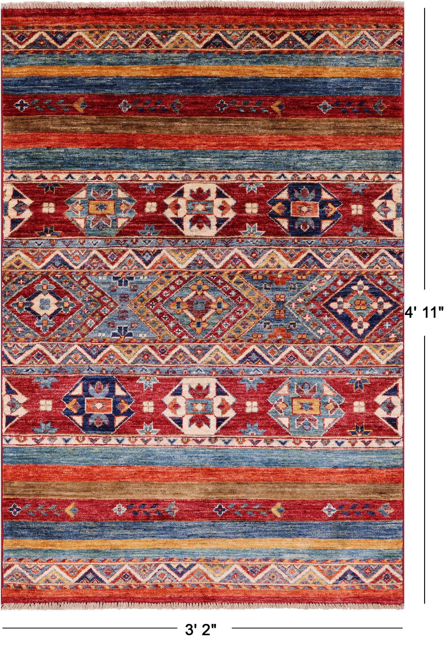 Khorjin Persian Gabbeh Handmade Wool Rug - 3' 2" X 4' 11" - Golden Nile