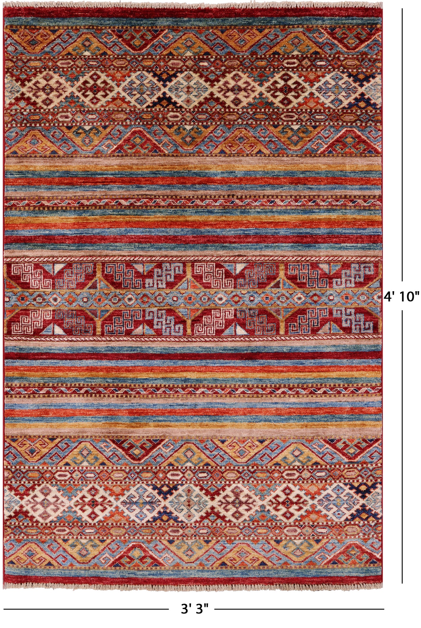 Khorjin Persian Gabbeh Hand Knotted Wool Rug - 3' 3" X 4' 10" - Golden Nile
