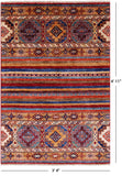 Khorjin Persian Gabbeh Handmade Wool Rug - 3' 4" X 4' 11" - Golden Nile