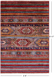 Khorjin Persian Gabbeh Hand Knotted Wool Rug - 3' 4" X 4' 11" - Golden Nile