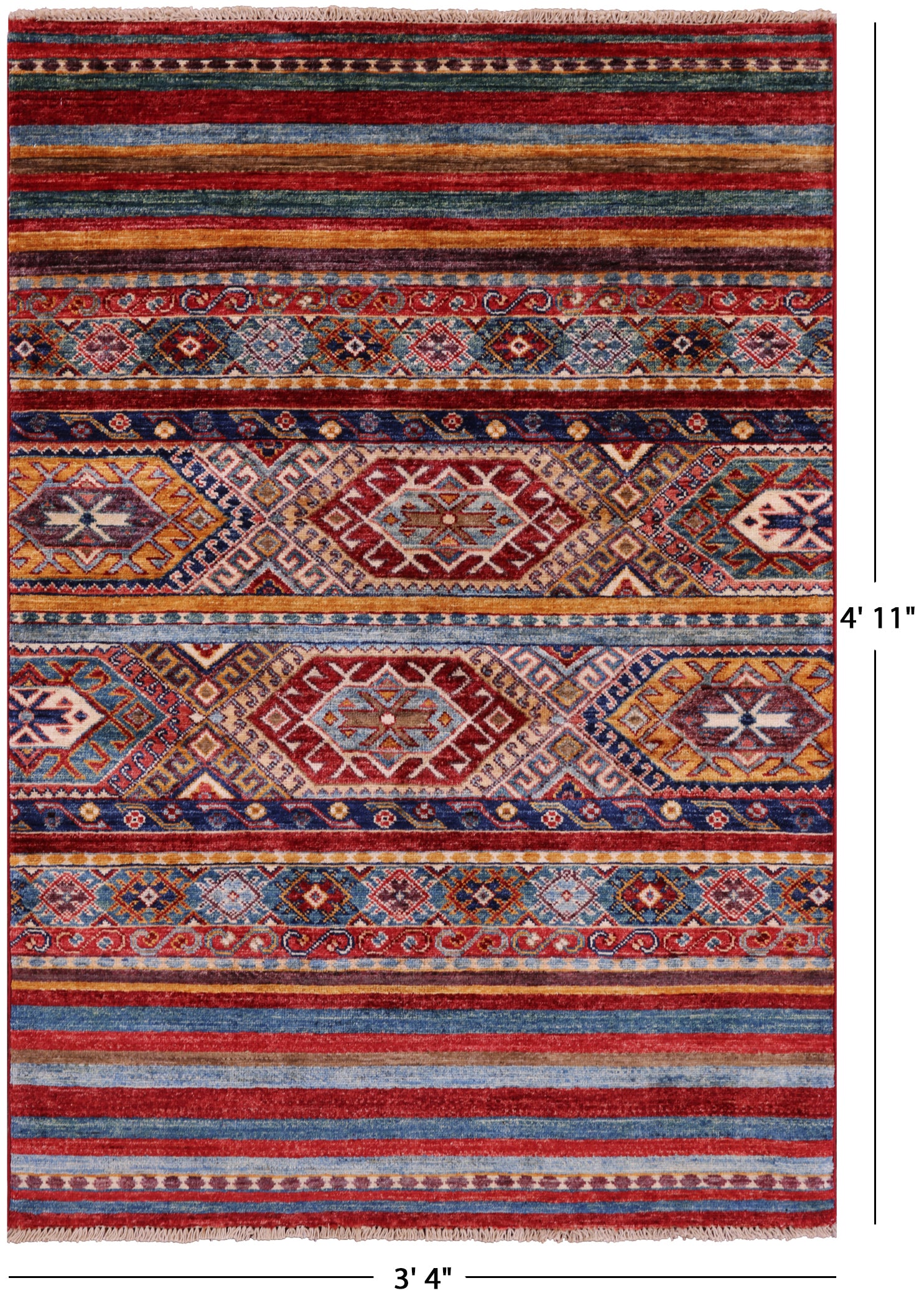 Khorjin Persian Gabbeh Hand Knotted Wool Rug - 3' 4" X 4' 11" - Golden Nile