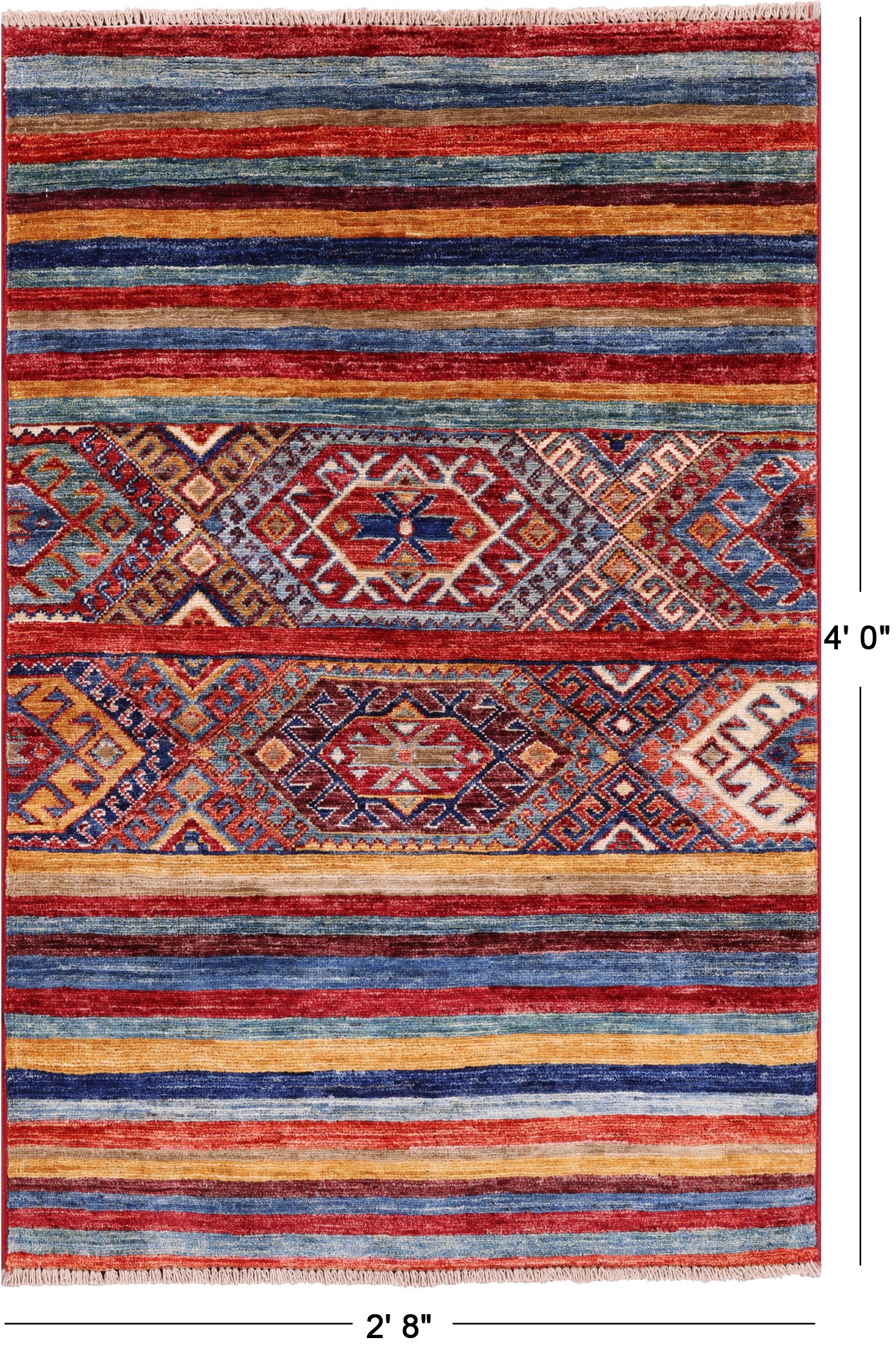 Khorjin Persian Gabbeh Hand Knotted Wool Rug - 2' 8" X 4' 0" - Golden Nile