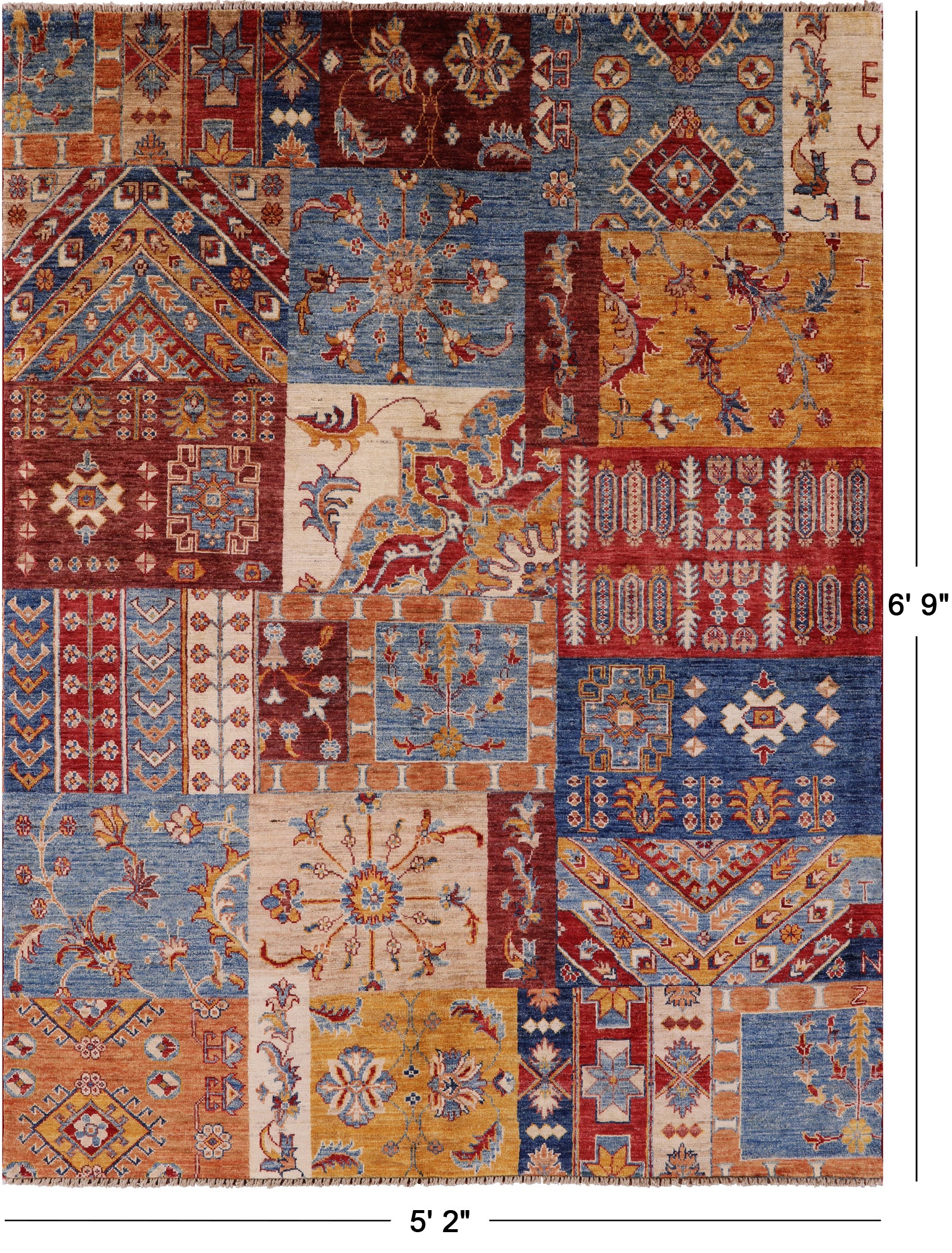 Super Kazak Hand Knotted Wool Rug - 5' 2" X 6' 9" - Golden Nile