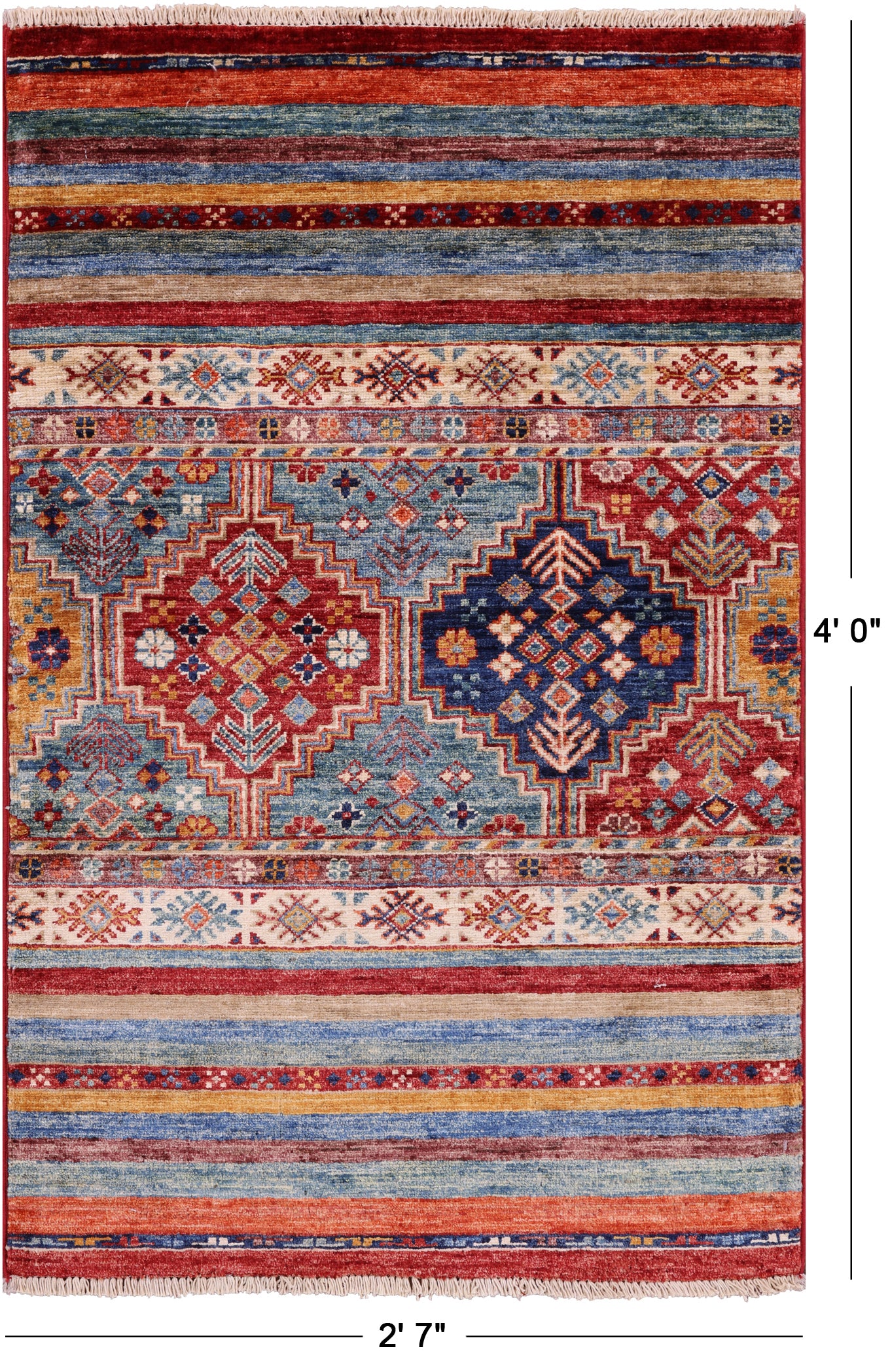 Khorjin Persian Gabbeh Hand Knotted Wool Rug - 2' 7" X 4' 0" - Golden Nile