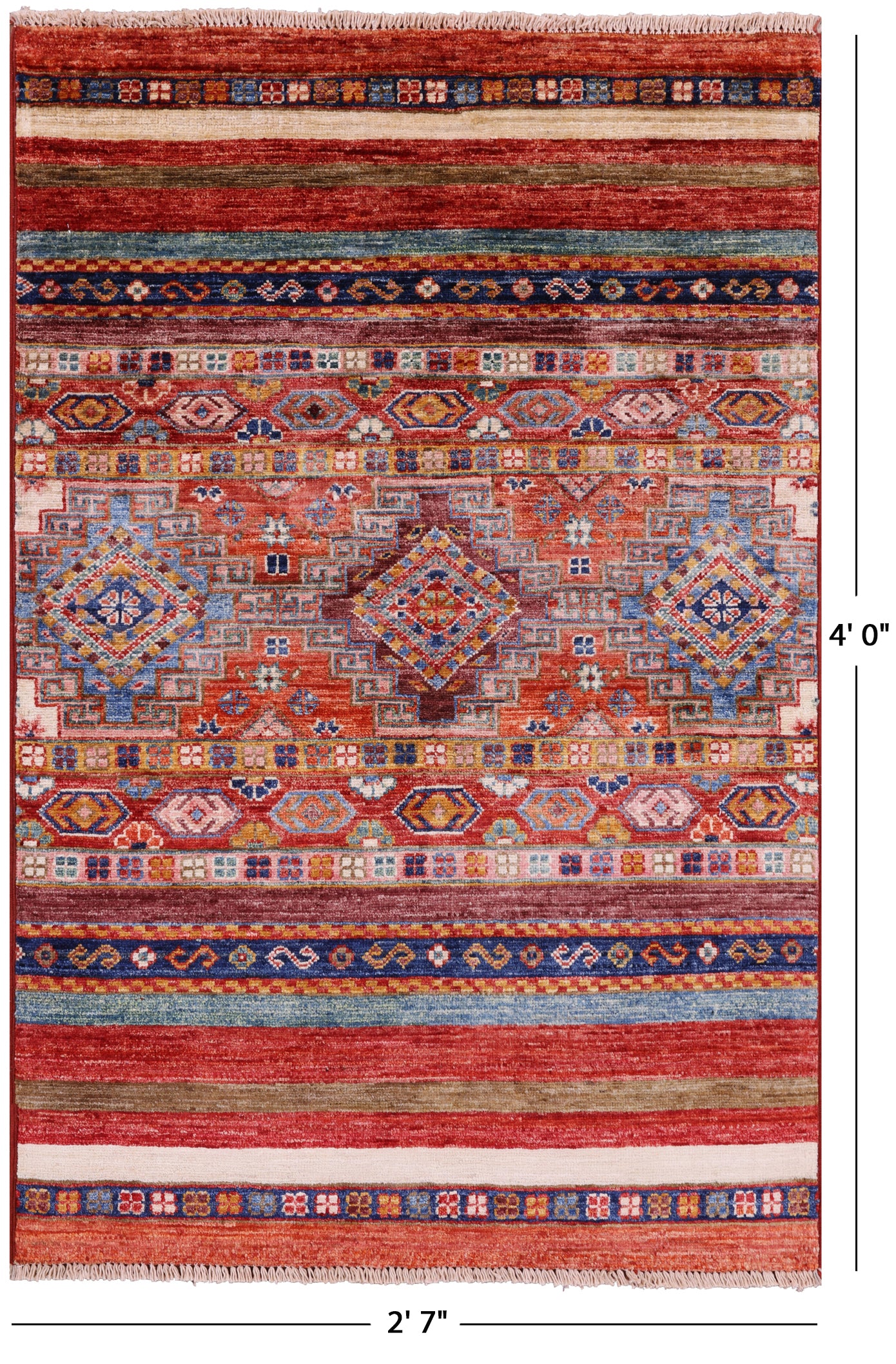 Khorjin Persian Gabbeh Hand Knotted Wool Rug - 2' 7" X 4' 0" - Golden Nile