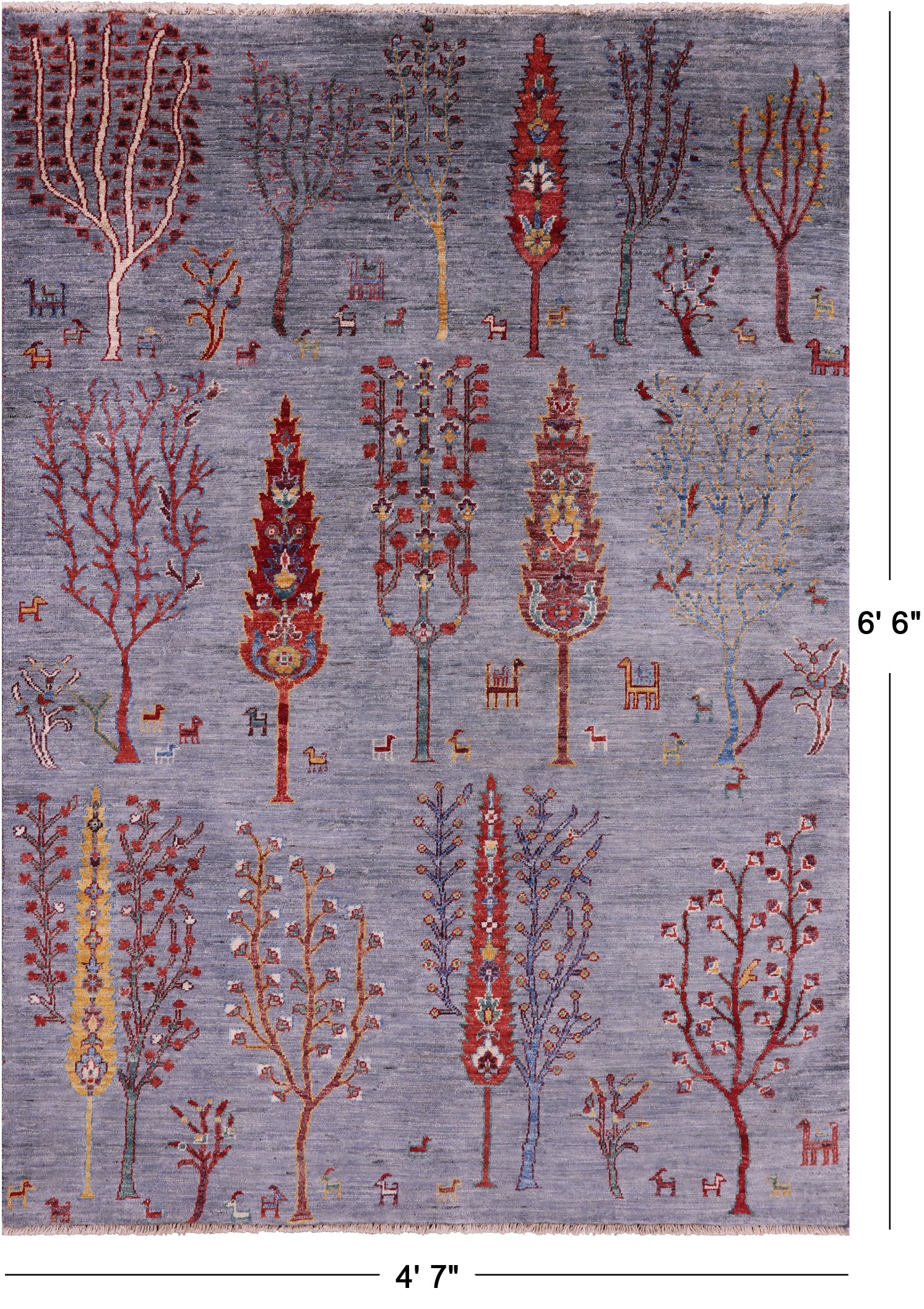 Tribal Persian Gabbeh Handmade Wool Rug - 4' 7" X 6' 6" - Golden Nile