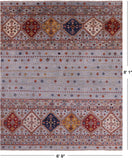 Khorjin Persian Gabbeh Hand Knotted Wool Rug - 6' 9" X 8' 1" - Golden Nile