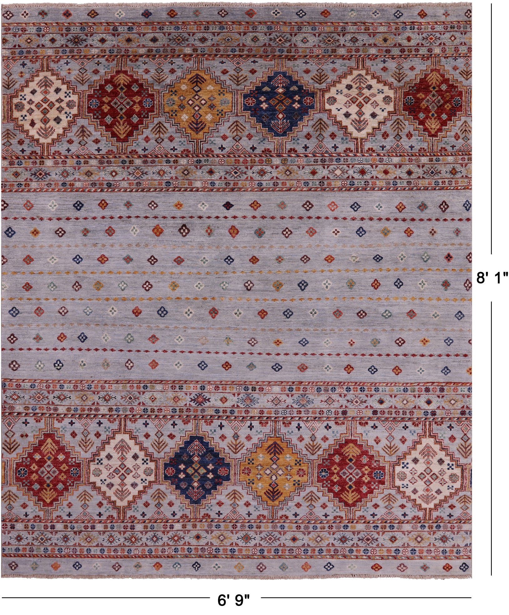 Khorjin Persian Gabbeh Hand Knotted Wool Rug - 6' 9" X 8' 1" - Golden Nile