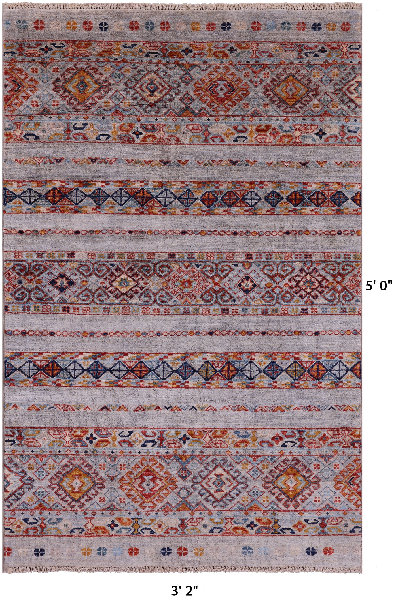 Khorjin Persian Gabbeh Hand Knotted Wool Rug - 3' 2" X 5' 0" - Golden Nile