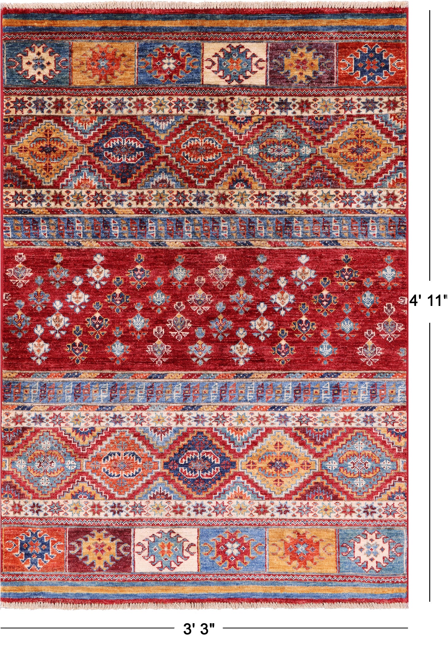 Khorjin Persian Gabbeh Handmade Wool Rug - 3' 3" X 4' 11" - Golden Nile