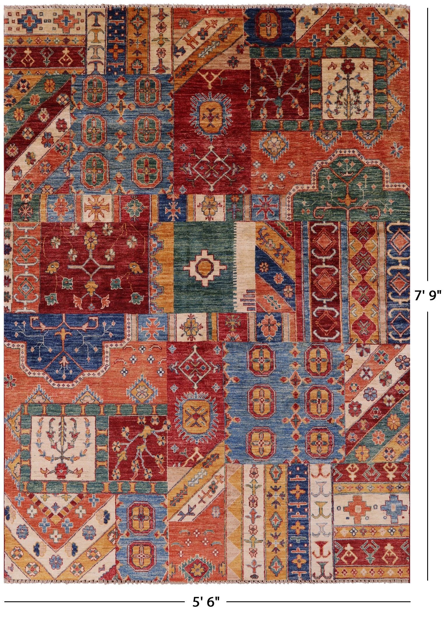 Super Kazak Hand Knotted Wool Rug - 5' 6" X 7' 9" - Golden Nile