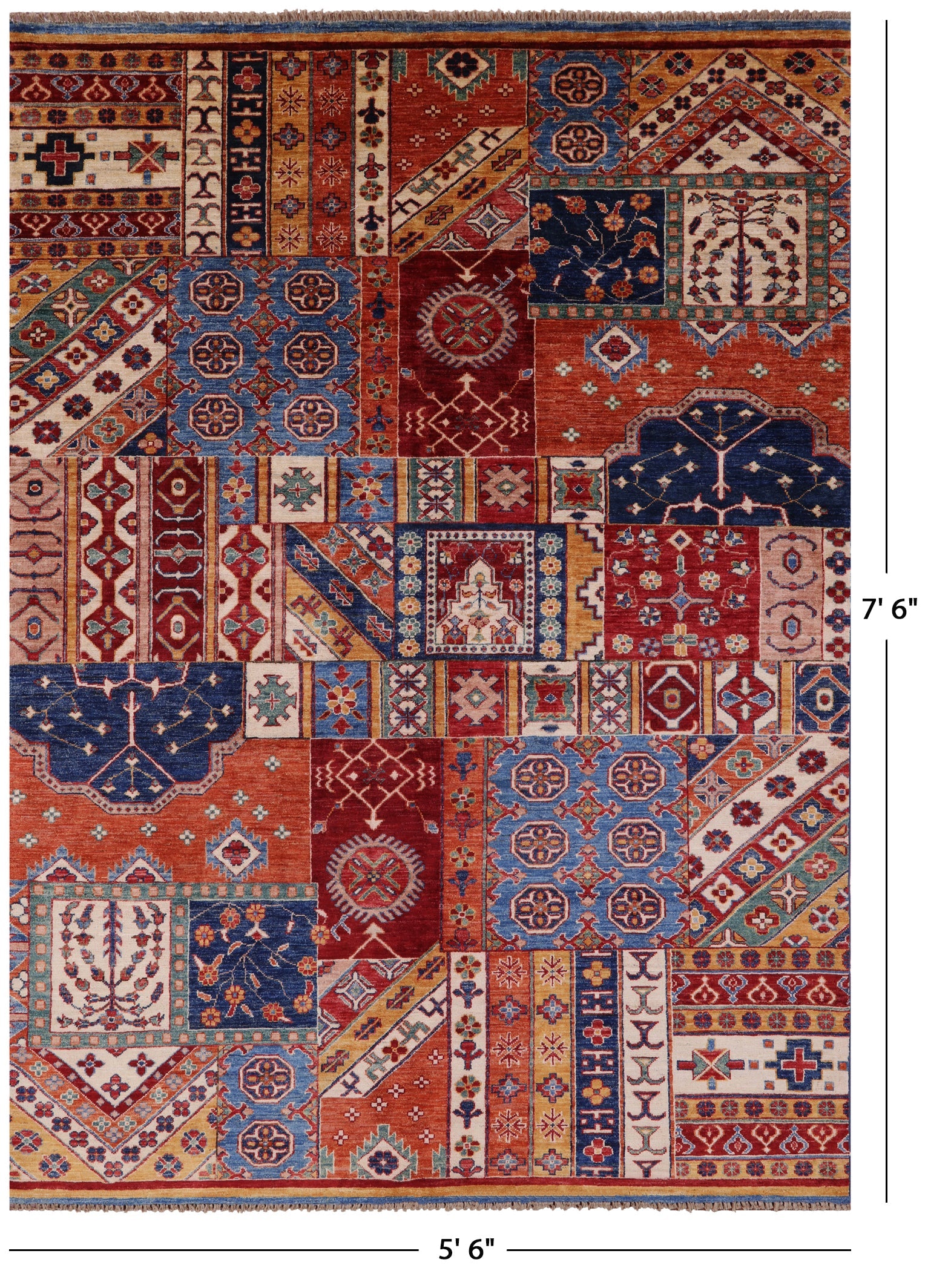 Super Kazak Handmade Wool Rug - 5' 6" X 7' 6" - Golden Nile