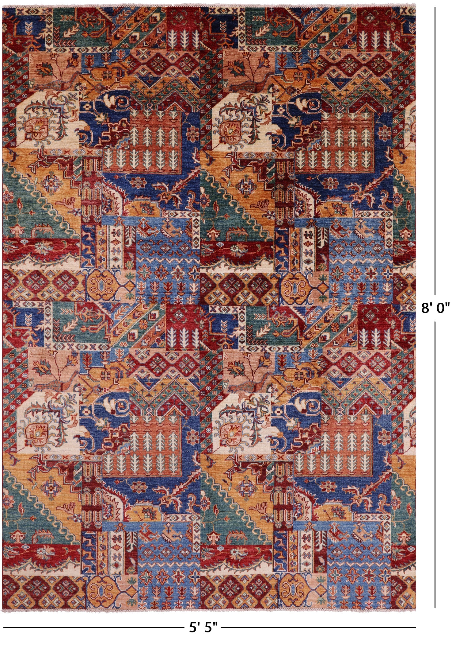Super Kazak Handmade Wool Rug - 5' 5" X 8' 0" - Golden Nile