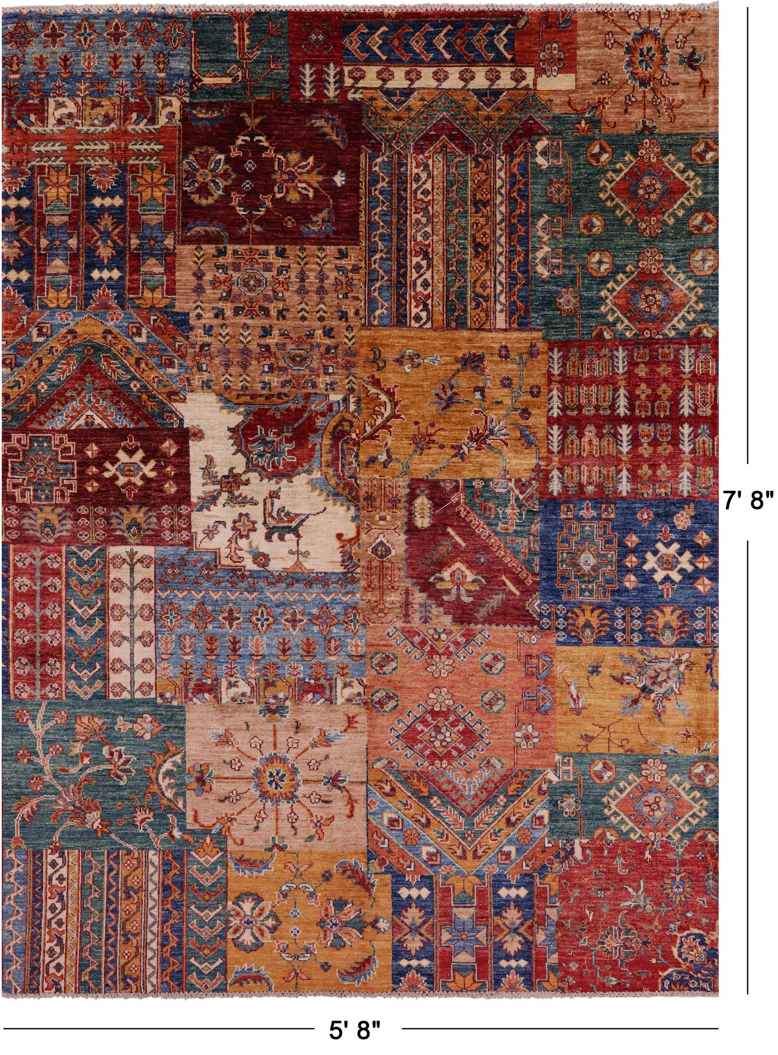 Super Kazak Hand Knotted Wool Rug - 5' 8" X 7' 8" - Golden Nile