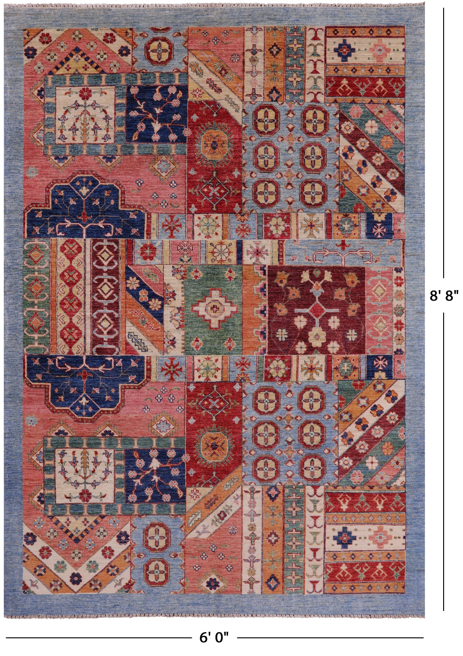 Super Kazak Hand Knotted Wool Rug - 6' 0" X 8' 8" - Golden Nile