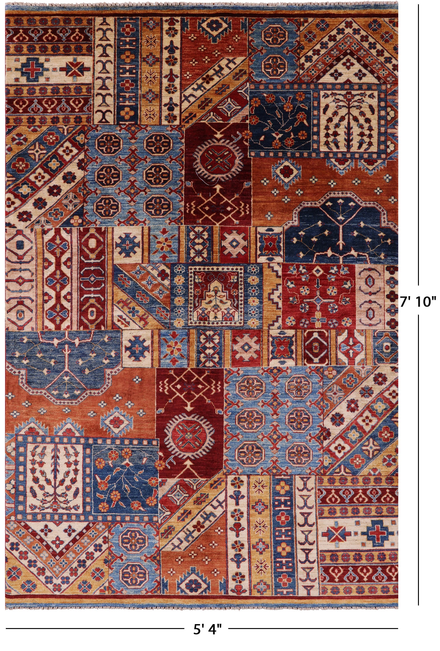 Super Kazak Hand Knotted Wool Rug - 5' 4" X 7' 10" - Golden Nile