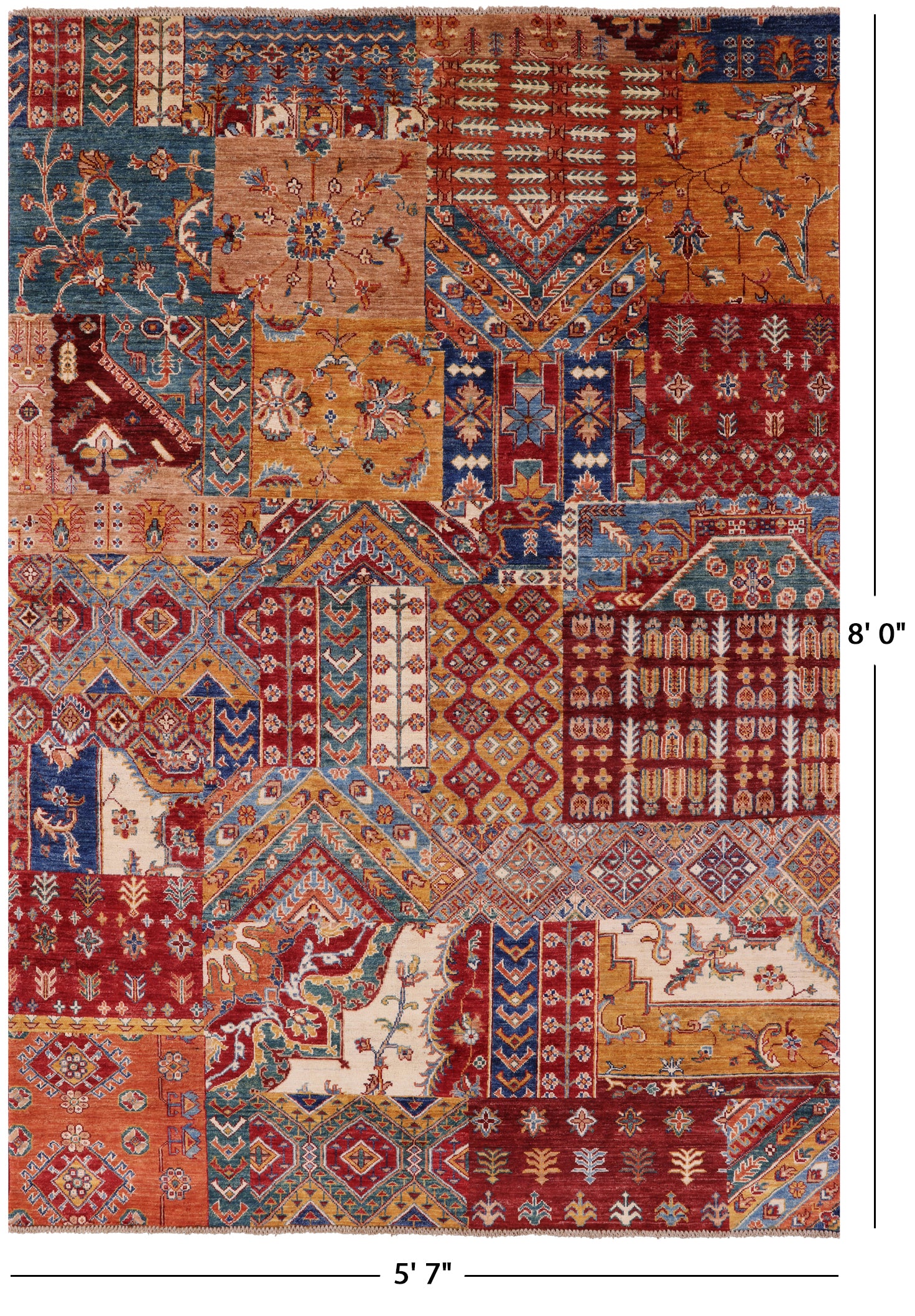 Super Kazak Handmade Wool Rug - 5' 7" X 8' 0" - Golden Nile