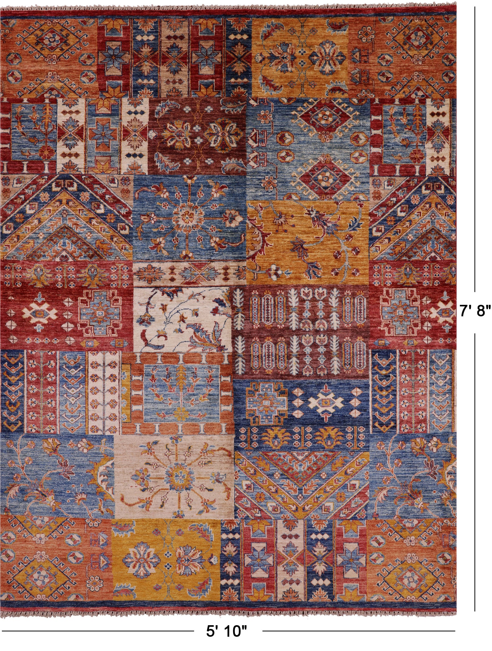 Super Kazak Handmade Wool Rug - 5' 10" X 7' 8" - Golden Nile