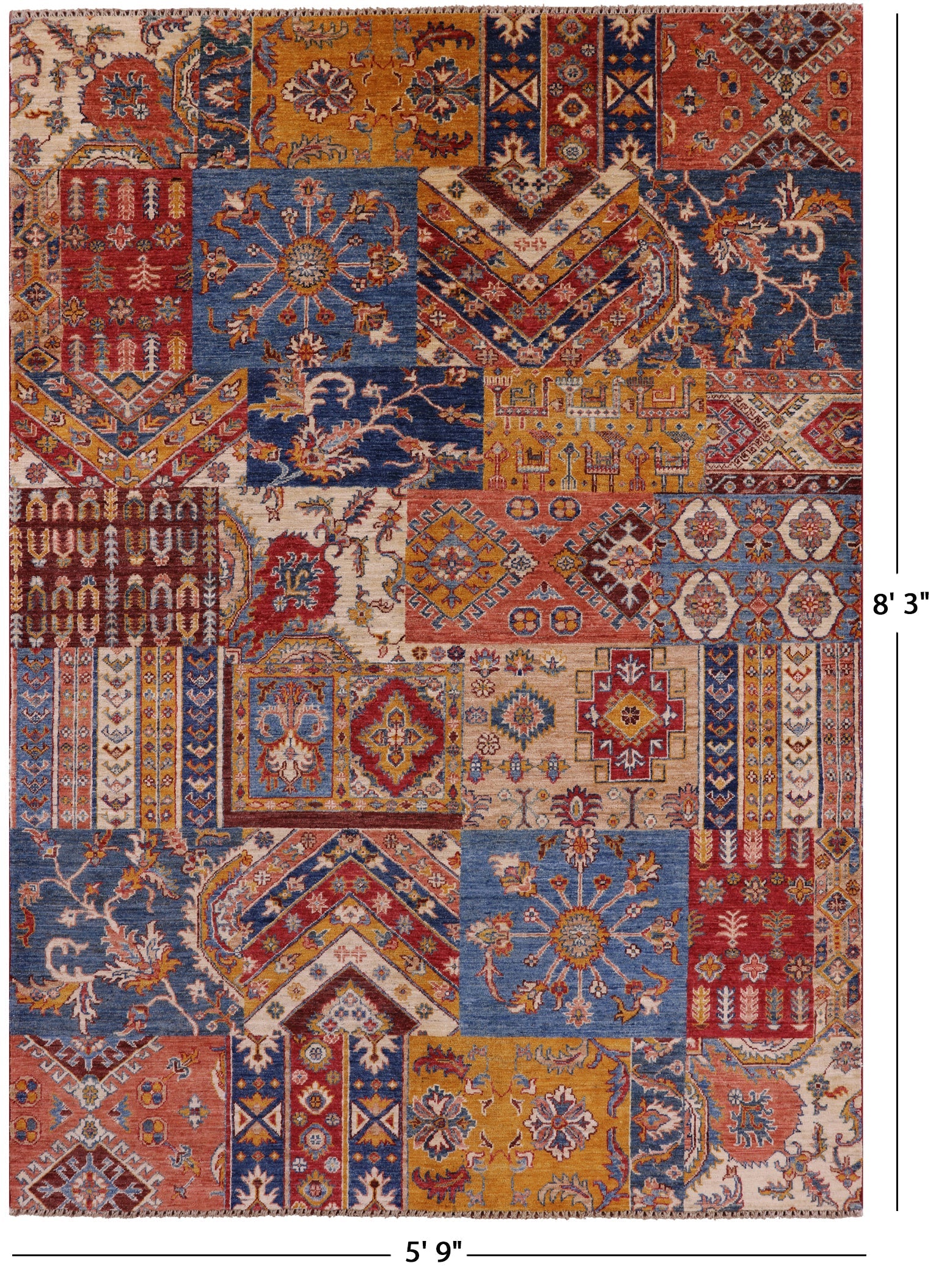Super Kazak Hand Knotted Wool Rug - 5' 9" X 8' 3" - Golden Nile