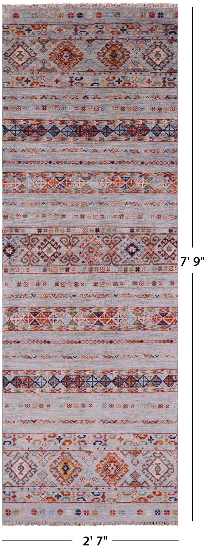 Khorjin Persian Gabbeh Hand Knotted Wool Runner Rug - 2' 7" X 7' 9" - Golden Nile