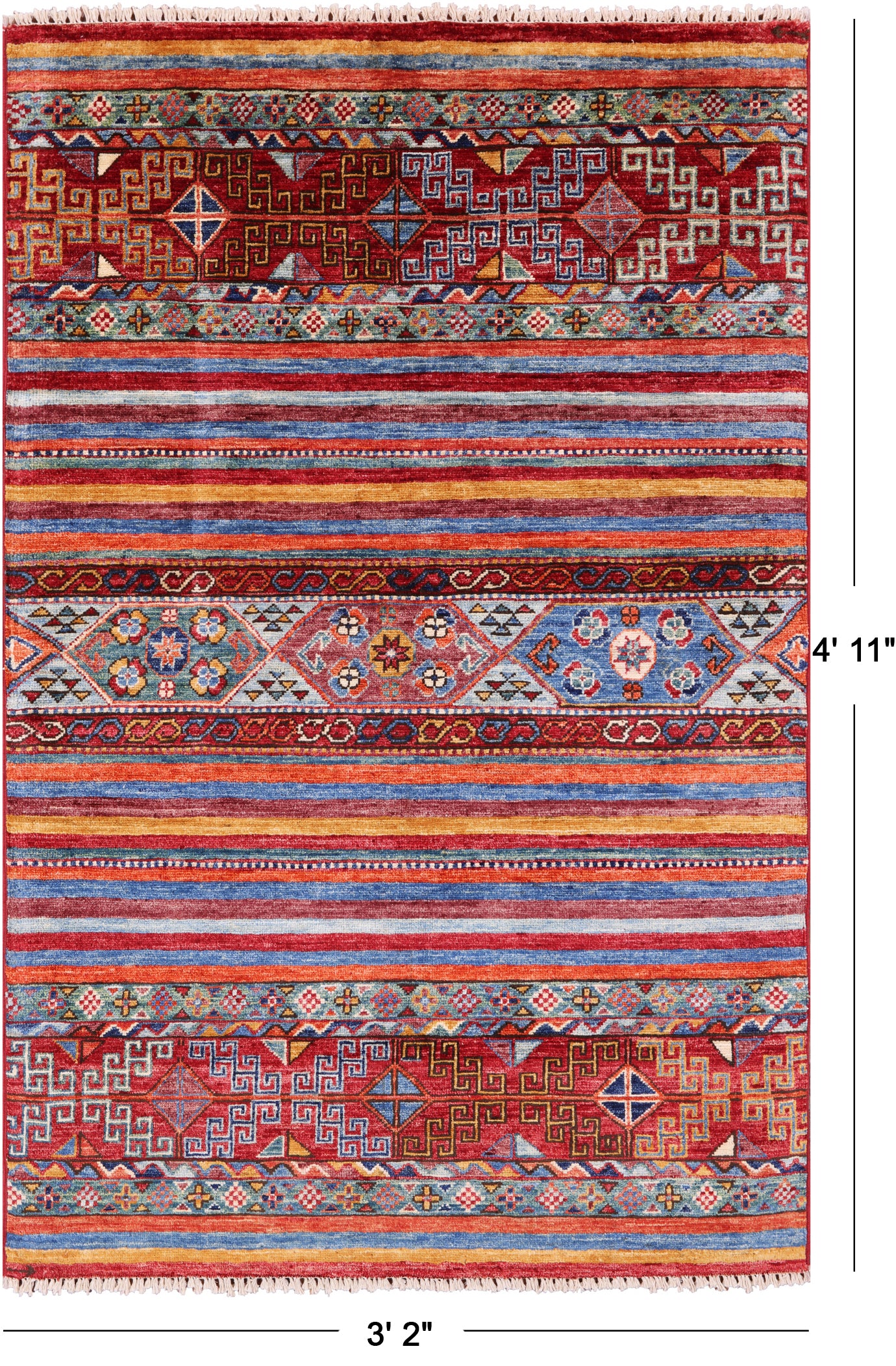 Khorjin Persian Gabbeh Handmade Wool Rug - 3' 2" X 4' 11" - Golden Nile