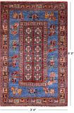 Antiqued Pazyryk Historical Design Handmade Wool Rug - 3' 4" X 5' 3" - Golden Nile