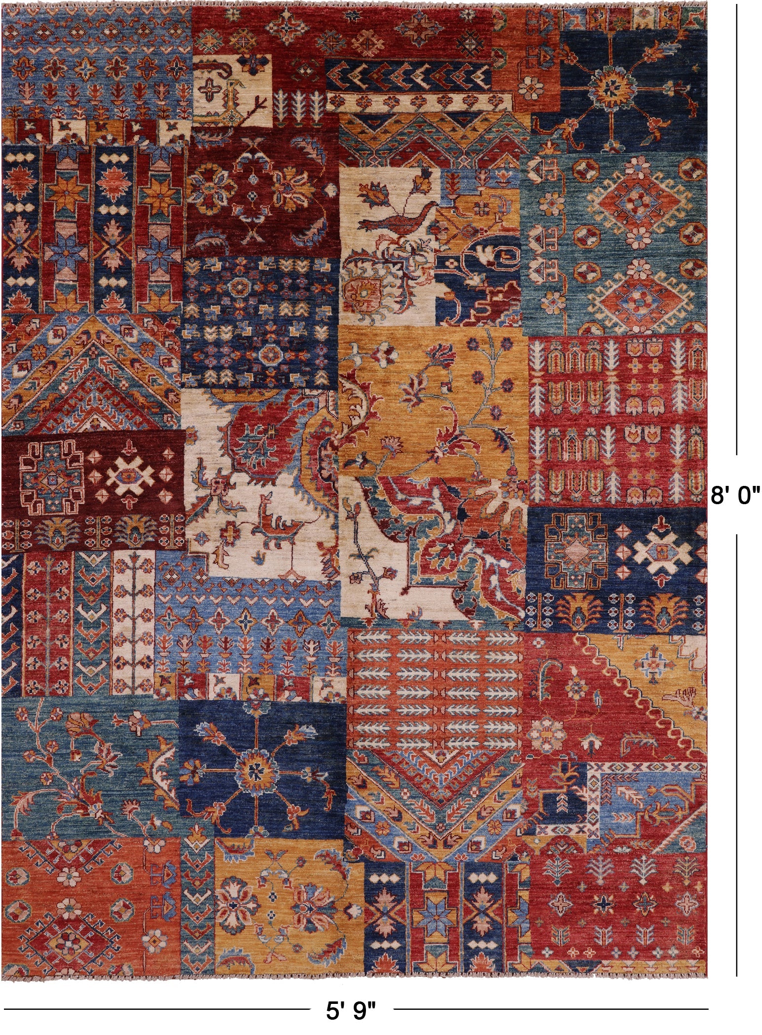 Super Kazak Hand Knotted Wool Rug - 5' 9" X 8' 0" - Golden Nile