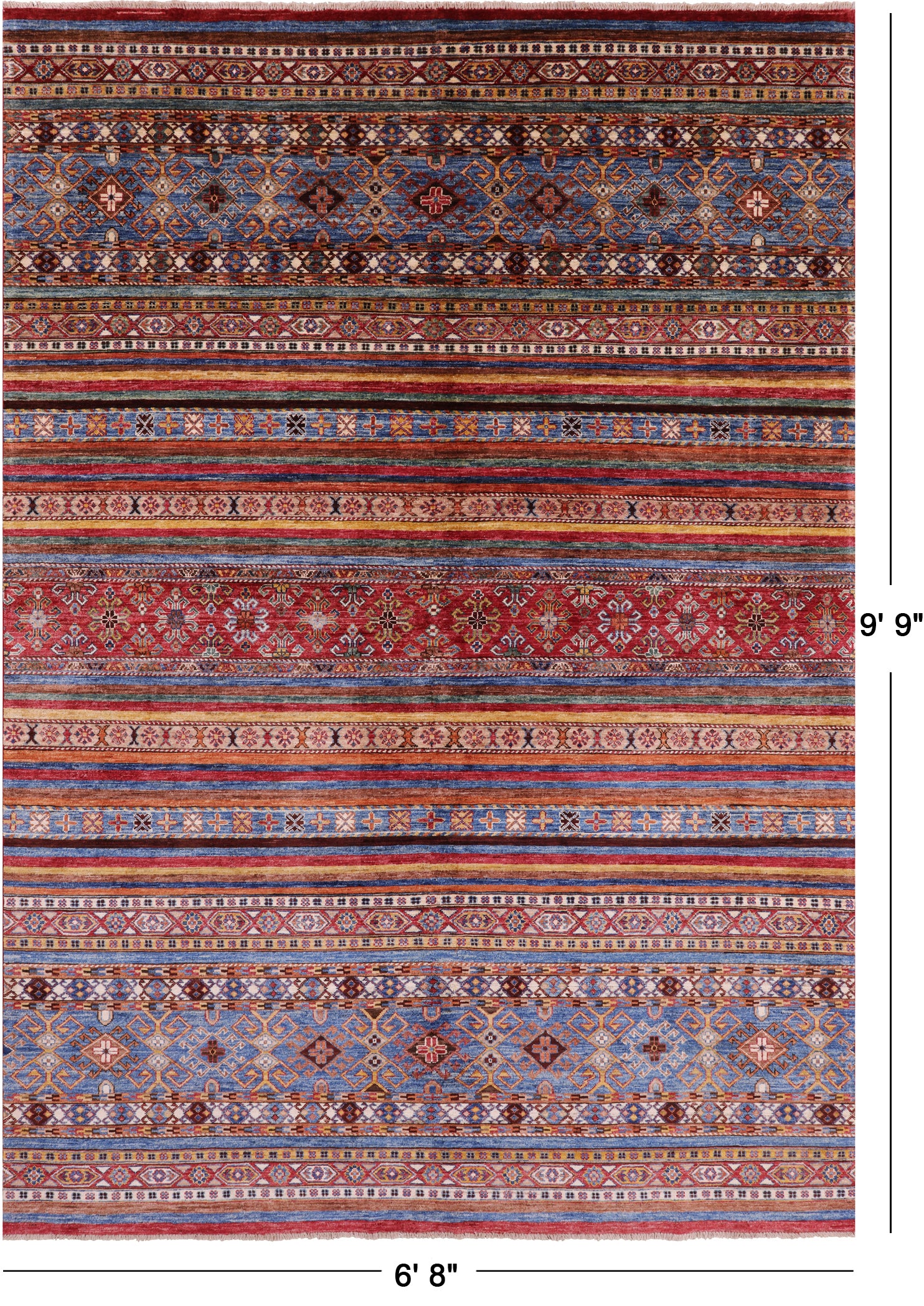 Khorjin Persian Gabbeh Handmade Wool Rug - 6' 8" X 9' 9" - Golden Nile