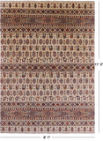 Ivory Tribal Persian Gabbeh Hand Knotted Wool Rug - 8' 1" X 11' 3" - Golden Nile