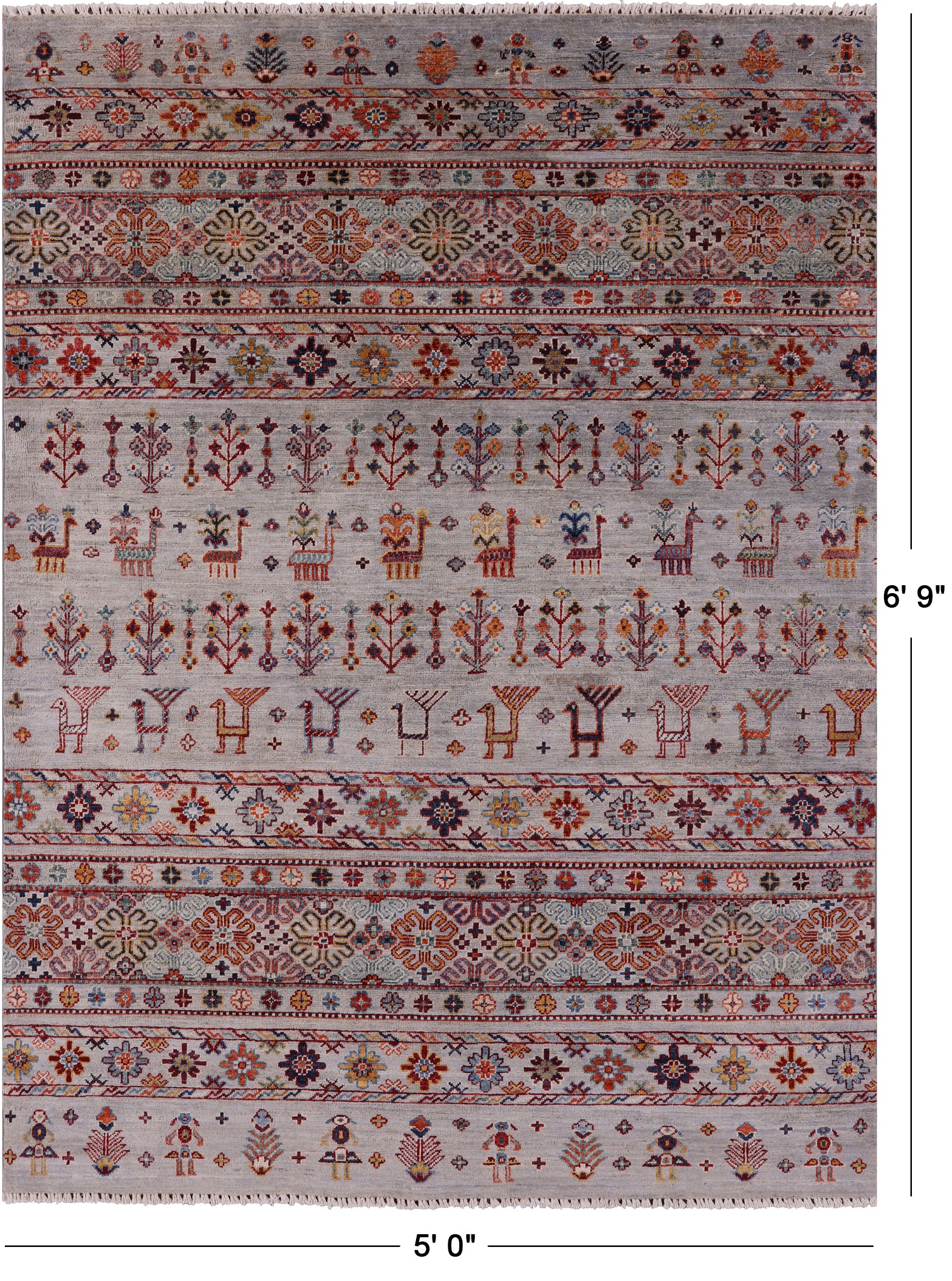Tribal Persian Gabbeh Hand Knotted Wool Rug - 5' 0" X 6' 9" - Golden Nile