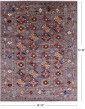Grey Turkmen Ersari Hand Knotted Wool Rug - 8' 11" X 11' 9" - Golden Nile