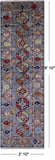 Blue Turkmen Ersari Hand Knotted Wool Runner Rug - 2' 10" X 9' 10" - Golden Nile