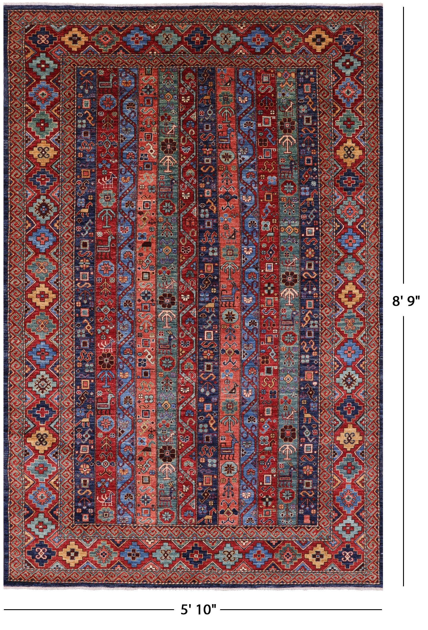 Shall Persian Gabbeh Hand Knotted Wool Rug - 5' 10" X 8' 9" - Golden Nile