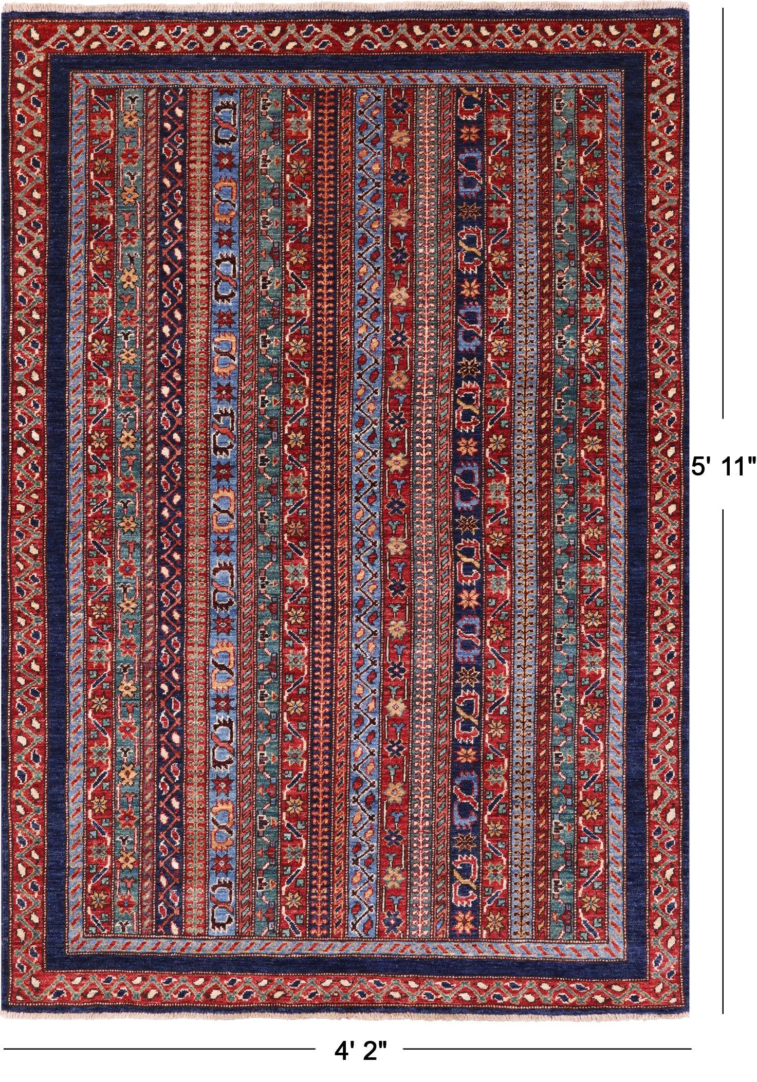 Shall Persian Gabbeh Handmade Wool Rug - 4' 2" X 5' 11" - Golden Nile