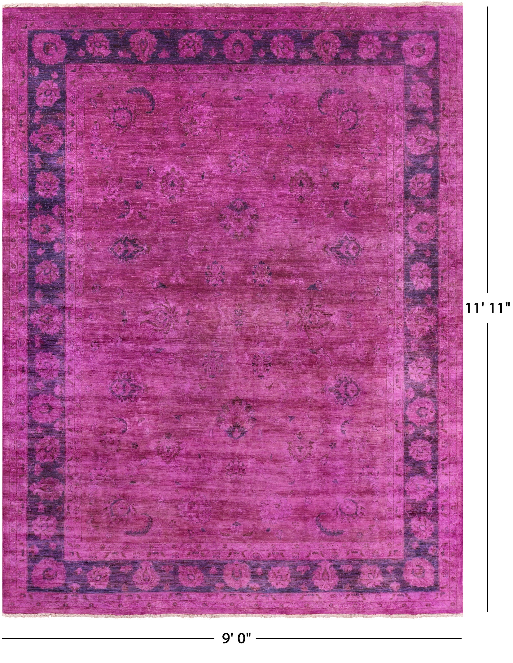 Zero Pile Overdyed Hand Knotted Wool Rug - 9' 0" X 11' 11" - Golden Nile