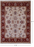 Ivory Persian Tabriz Handmade Wool Rug - 4' 10" X 6' 7" - Golden Nile