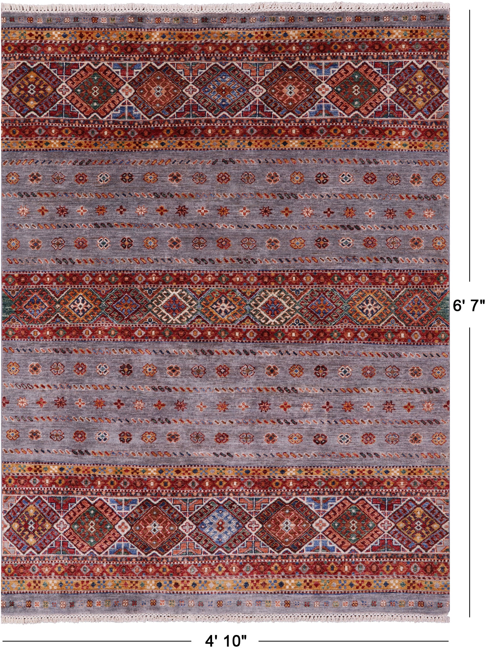 Khorjin Persian Gabbeh Handmade Wool Rug - 4' 10" X 6' 7" - Golden Nile