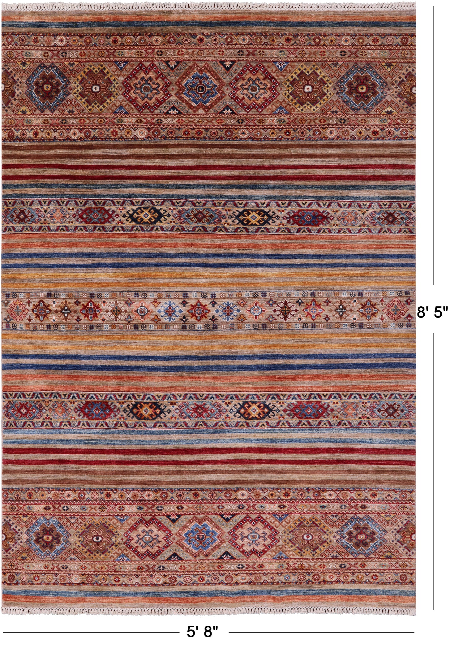 Khorjin Persian Gabbeh Hand Knotted Wool Rug - 5' 8" X 8' 5" - Golden Nile