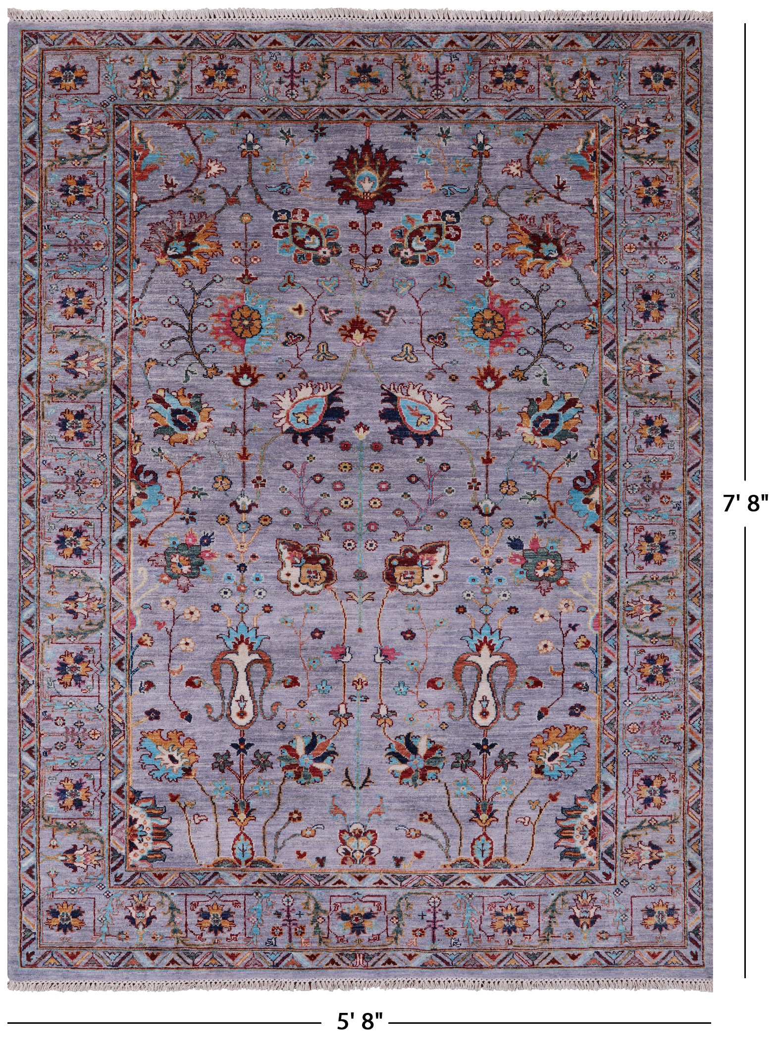 Peshawar Hand Knotted Wool Rug - 5' 8" X 7' 8" - Golden Nile