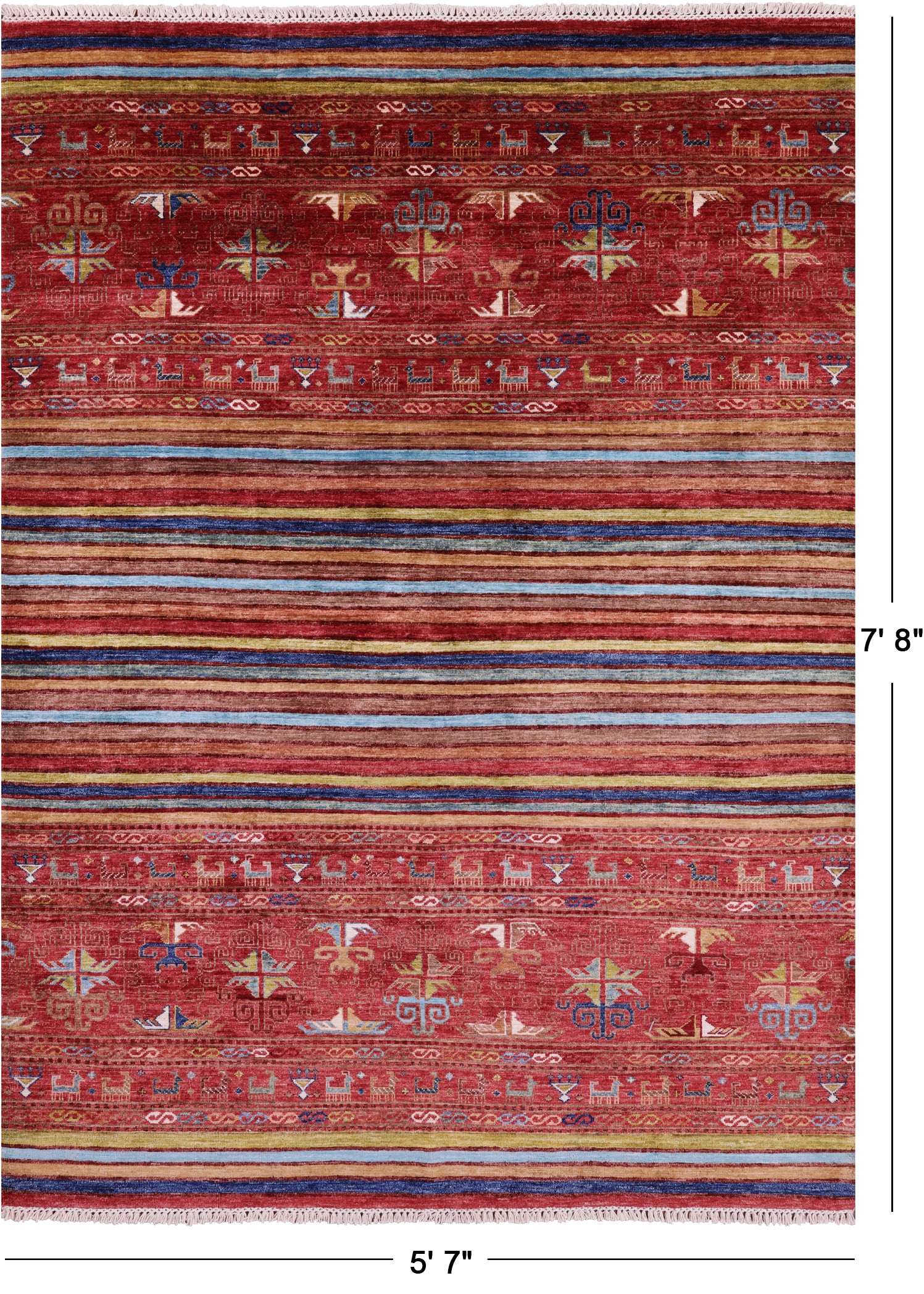 Tribal Persian Gabbeh Handmade Wool Rug - 5' 7" X 7' 8" - Golden Nile