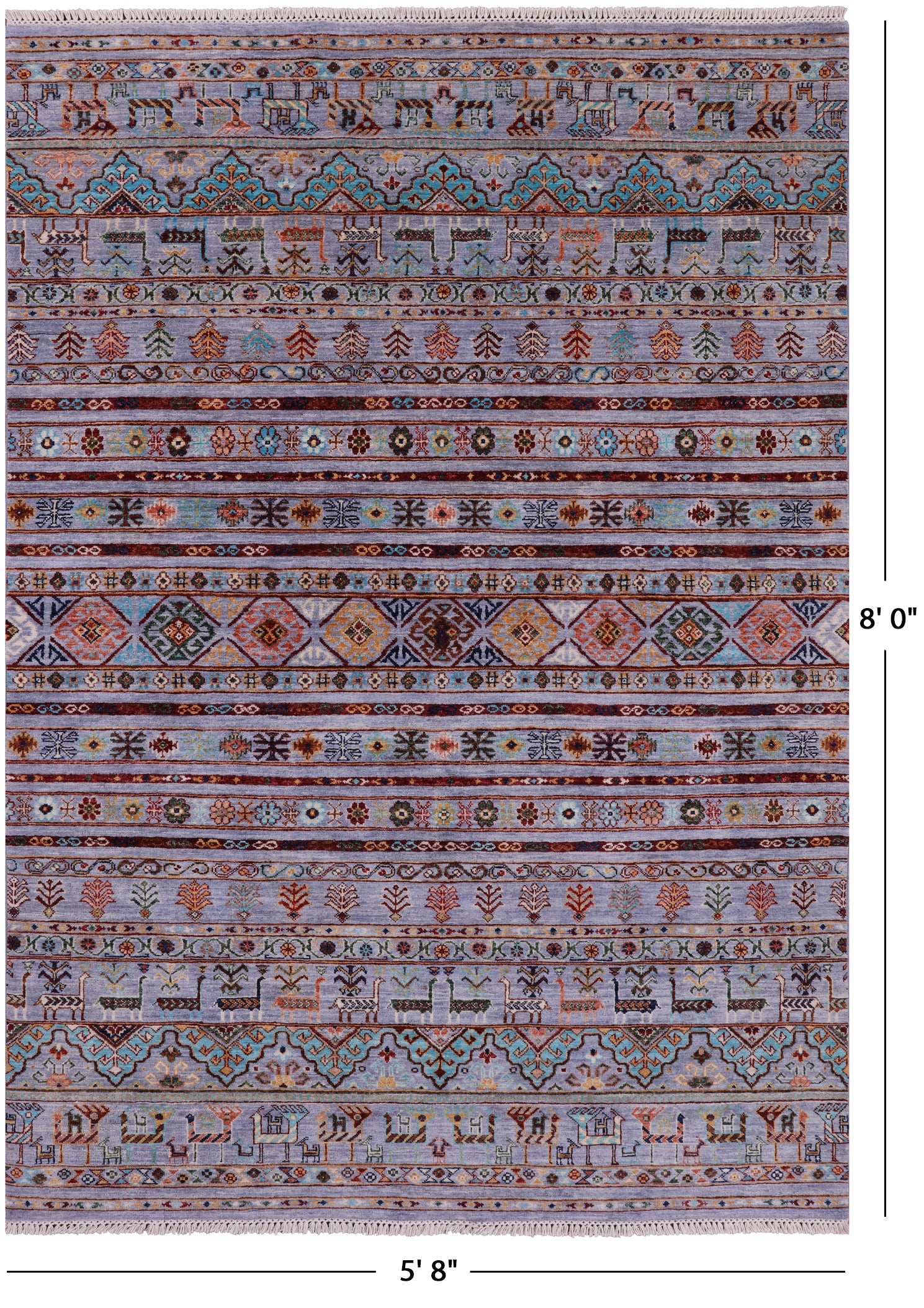 Tribal Persian Gabbeh Handmade Wool Rug - 5' 8" X 8' 0" - Golden Nile