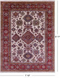 Ivory Super Kazak Hand Knotted Wool Rug - 7' 10" X 9' 11" - Golden Nile