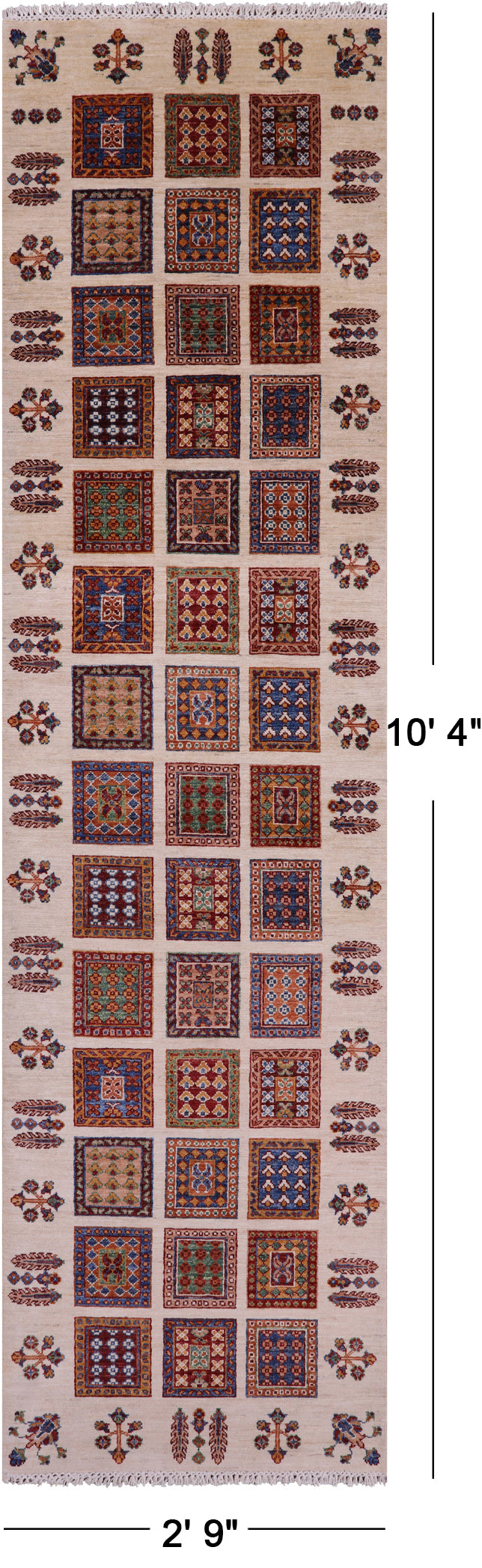 Ivory Garden Design Persian Hand Knotted Wool Runner Rug - 2' 9" X 10' 4" - Golden Nile