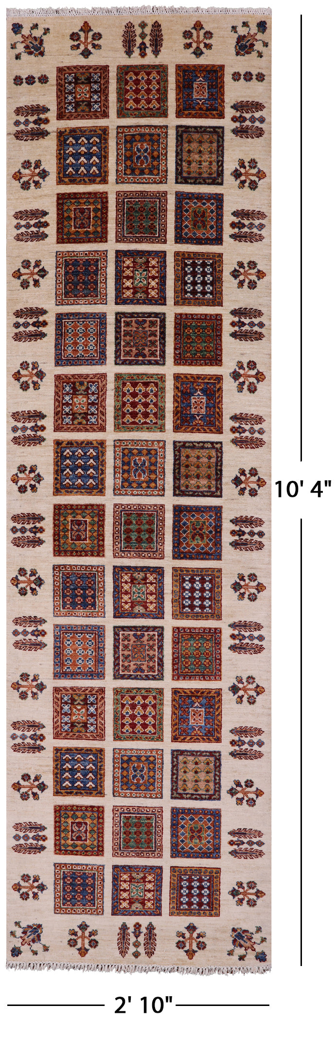 Ivory Garden Design Persian Hand Knotted Wool Runner Rug - 2' 10" X 10' 4" - Golden Nile