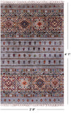 Grey Khorjin Persian Gabbeh Handmade Wool Rug - 2' 8" X 4' 1" - Golden Nile