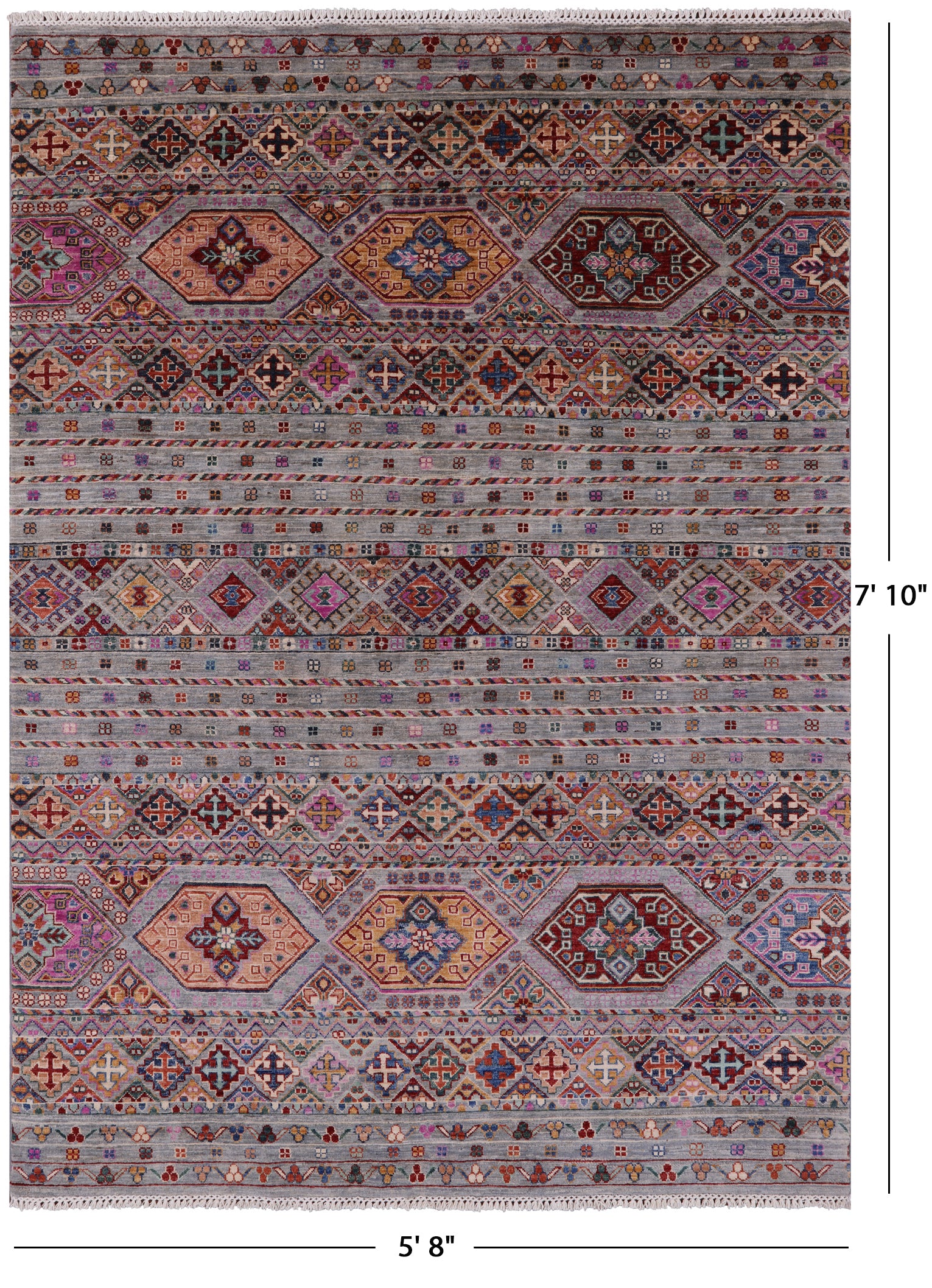 Khorjin Persian Gabbeh Hand Knotted Wool Rug - 5' 8" X 7' 10" - Golden Nile