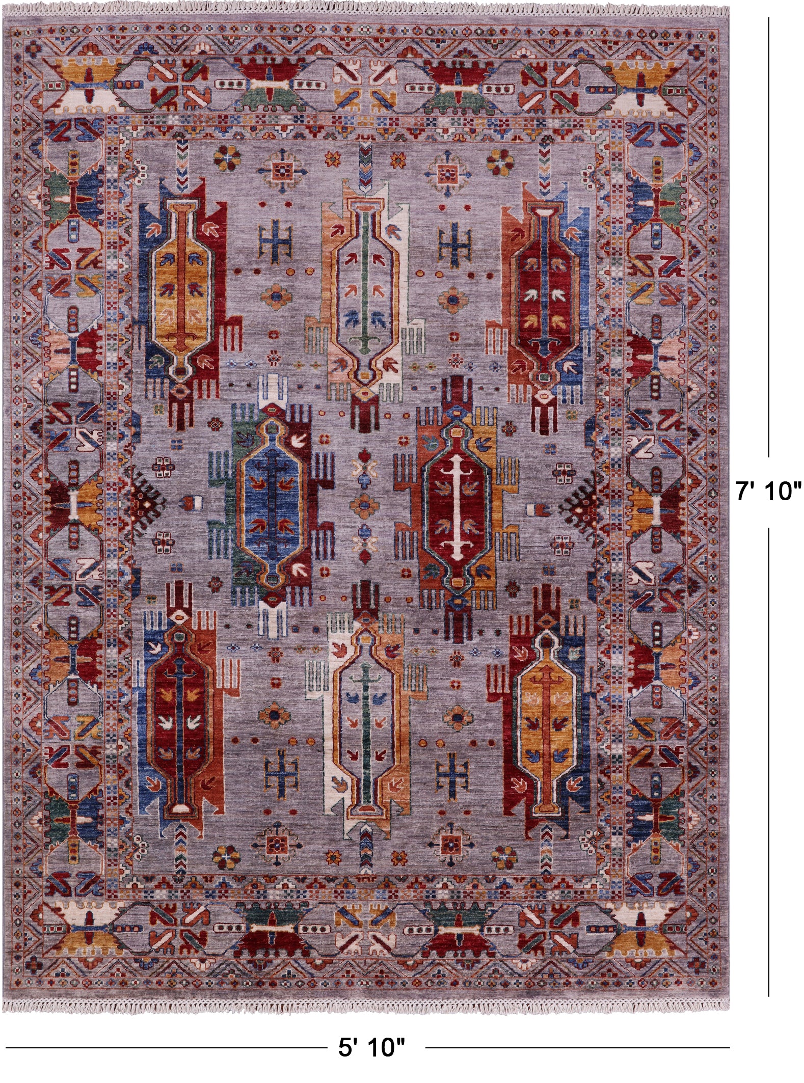 Turkmen Ersari Hand Knotted Wool Rug - 5' 10" X 7' 10" - Golden Nile