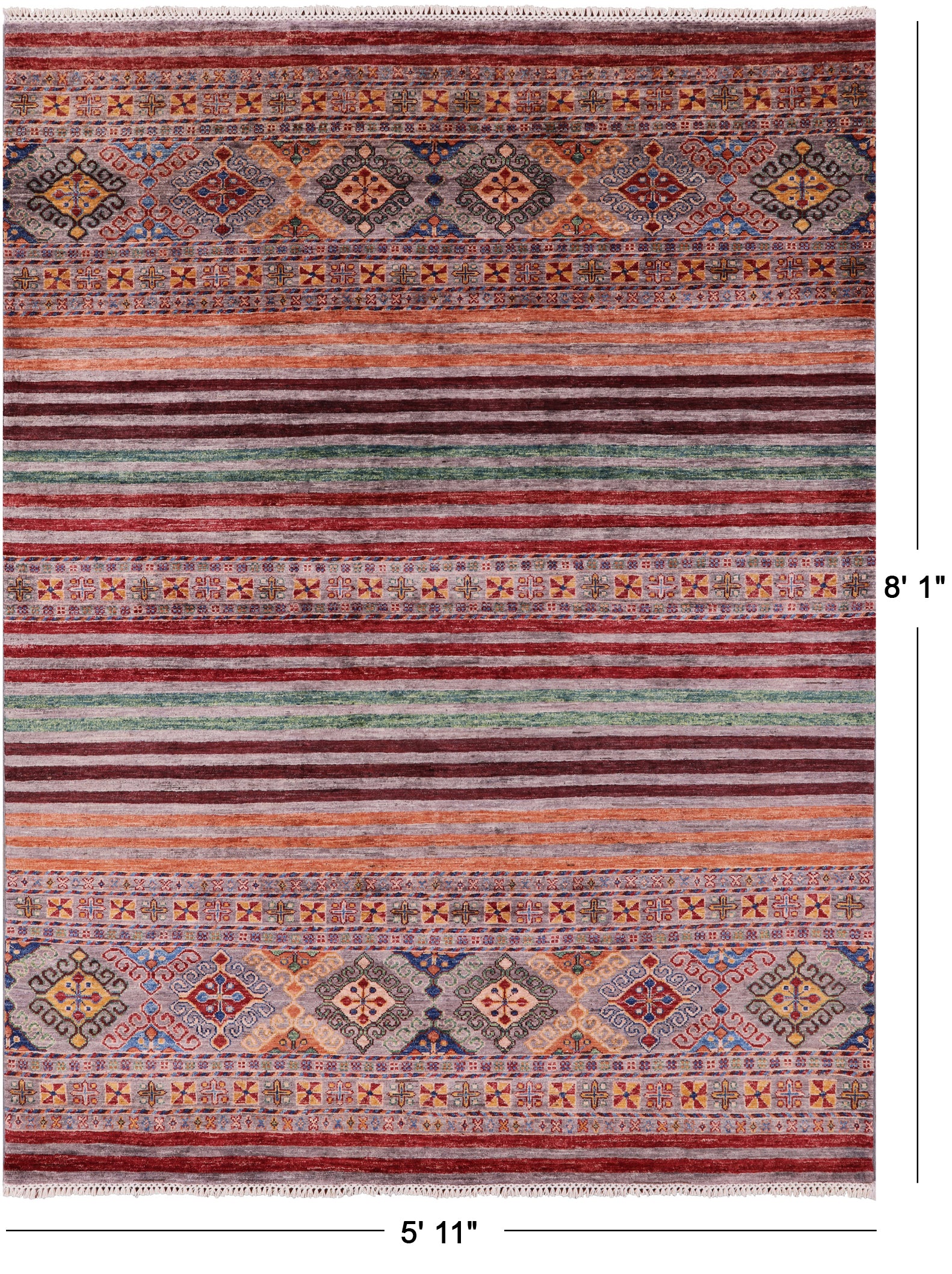 Khorjin Persian Gabbeh Handmade Wool Rug - 5' 11" X 8' 1" - Golden Nile
